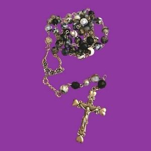 HANDMADE Agate Beaded Unisex Rosary Crucifix Rosary Necklace